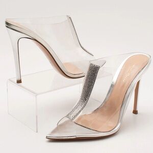 GIANVITO ROSSI Sigma Sandals US8 UK45 EU38 Clear Rhinstones Made in Italy $1095